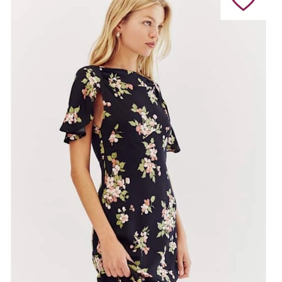 Reformation Lassie Daphne Midi Floral Open Back Maxi Dress Black Size 2 - Picture 5 of 12